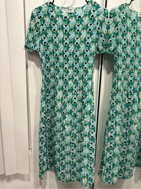 Kindred Spirits Green Patterned Short-Sleeve Dress